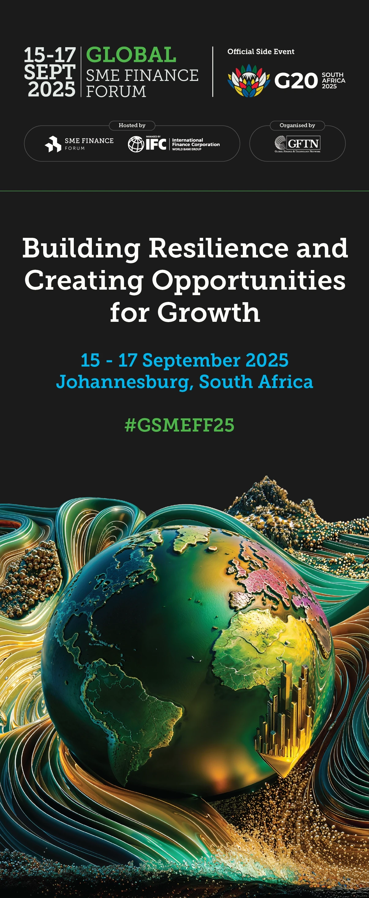 Second Global SME Finance Forum pull-up banner design, Building Resilience and Unlocking Opportunities for SMEs