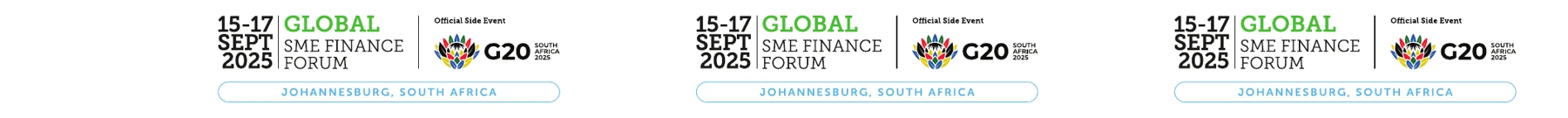 Approved Global SME Finance Forum lanyard artwork presented as a printed fabric ribbon detail