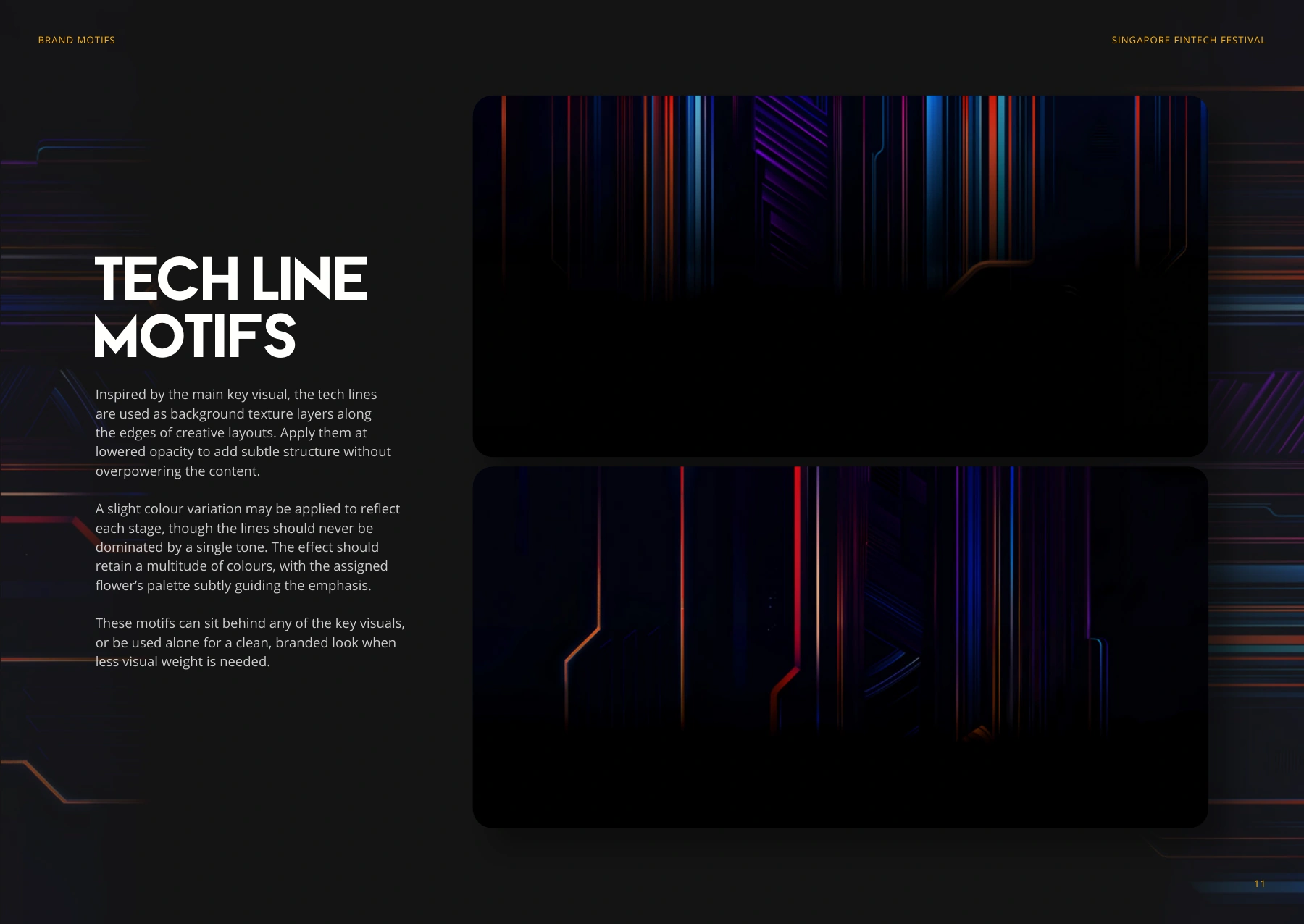 Singapore FinTech Festival 2025 brandbook page 11, Tech line motifs