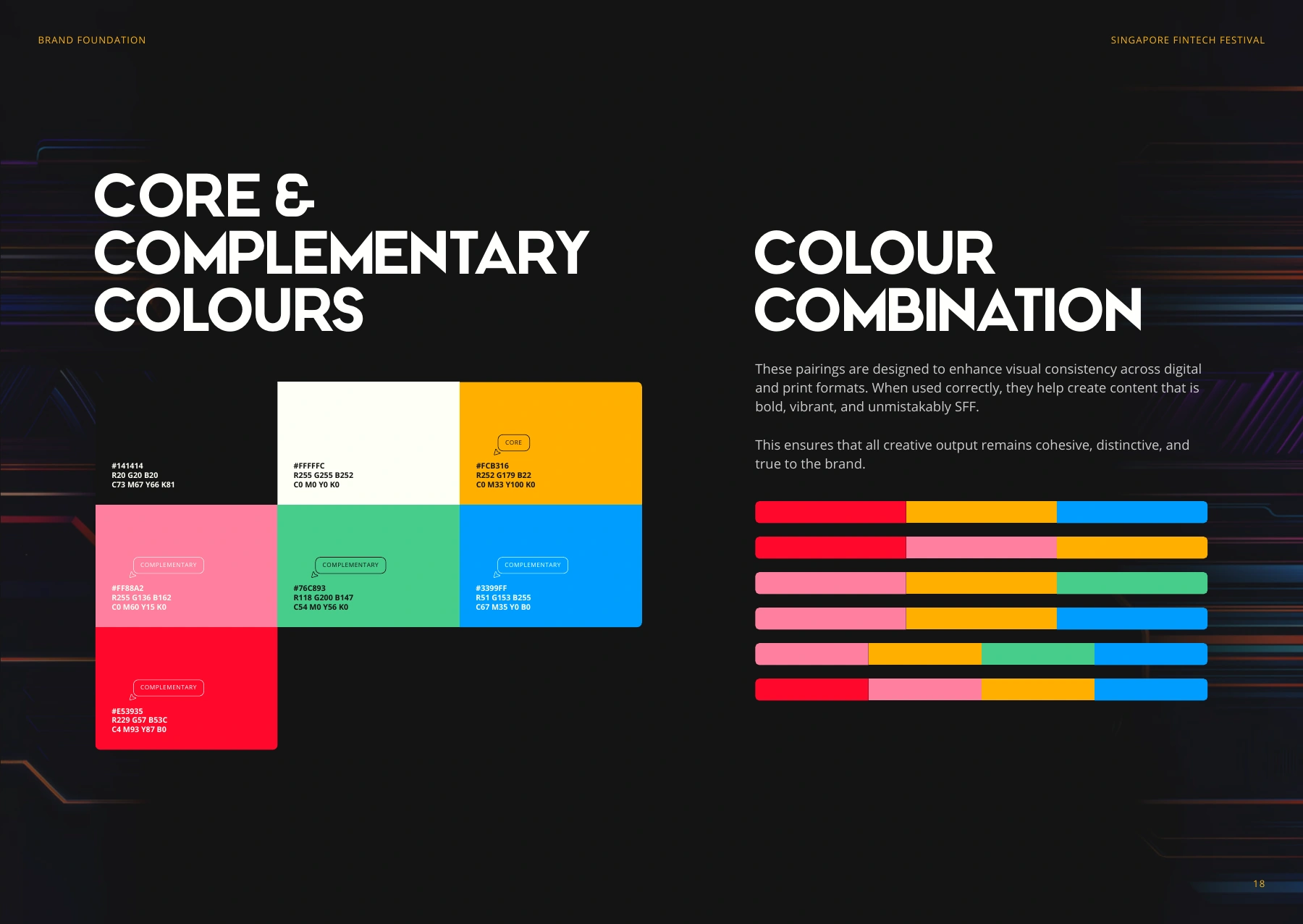 Singapore FinTech Festival 2025 brandbook page 18, Colour system